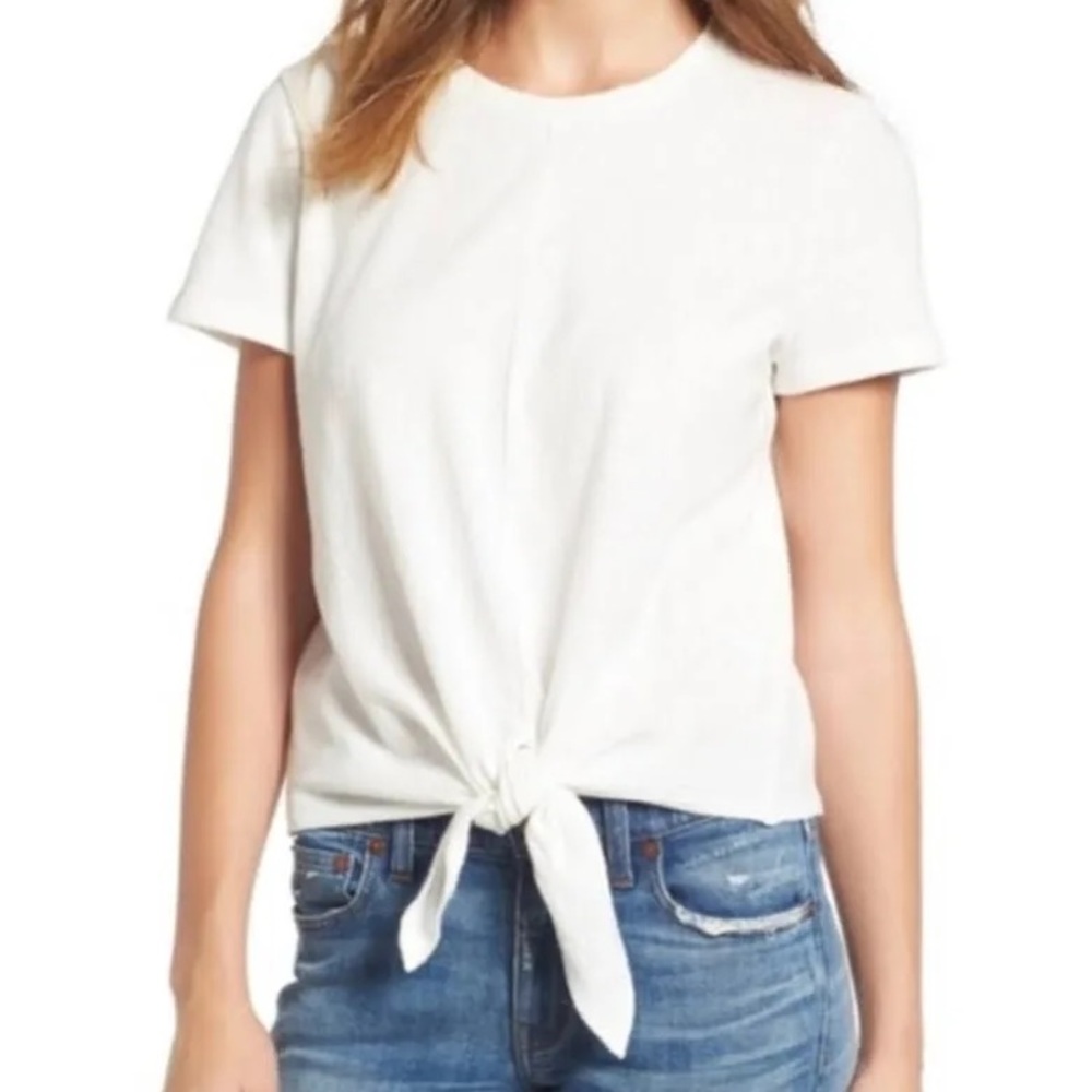 Madewell Textured Tie-Front Tee | Size Small | Preloved & Ready to Wear | 0103 🎆